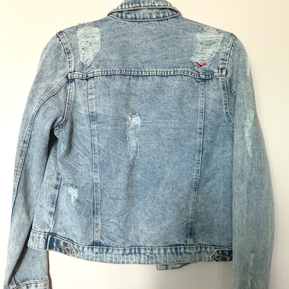 Distressed rhinestone denim jacket - Picture 4 of 6